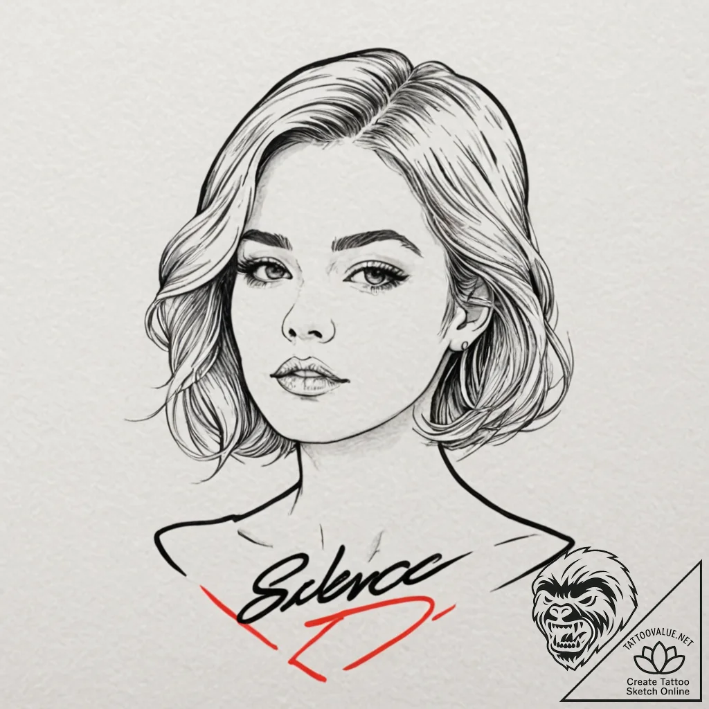 A beautiful woman's face, with a black censor... - tattoo sketch (№1752099183_0, 09.07.2025 22:13) — tattoovalue.net