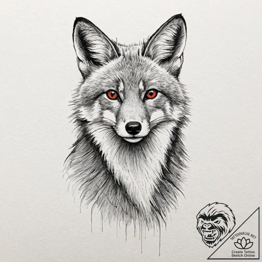 A beautiful, realistic black fox, with silver... - tattoo sketch (№1752099355_0, 09.07.2025 22:15) — tattoovalue.net