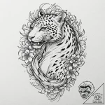 A girl whose skin has the pattern of a leopar… – tattoo sketch (№1752099701_0, 09.07.2025 22:21) — tattoovalue.net