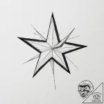 A single, black star, but it is shaped like a… – tattoo sketch (№1752100043_0, 09.07.2025 22:27) — tattoovalue.net