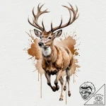 A running deer, its body is a soft, brown wat… – tattoo sketch (№1752100126_0, 09.07.2025 22:28) — tattoovalue.net
