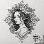 A girl whose body is a landscape of snowy mou… – tattoo sketch (№1752100550_0, 09.07.2025 22:35) — tattoovalue.net