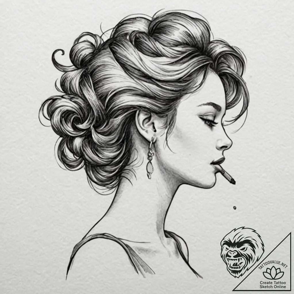 A beautiful woman's silhouette, but she is ma... - tattoo sketch (№1752100803_0, 09.07.2025 22:40) — tattoovalue.net