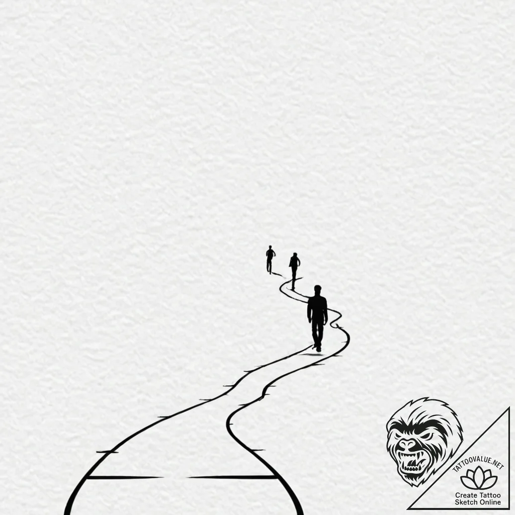 A human silhouette, taking the first step on... - tattoo sketch (№1752101505_0, 09.07.2025 22:51) — tattoovalue.net