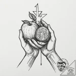 A human hand, offering a single, glowing piec… – tattoo sketch (№1752101590_0, 09.07.2025 22:53) — tattoovalue.net