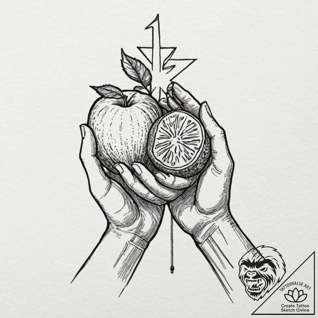 A human hand, offering a single, glowing piec... - tattoo sketch (№1752101590_0, 09.07.2025 22:53) — tattoovalue.net