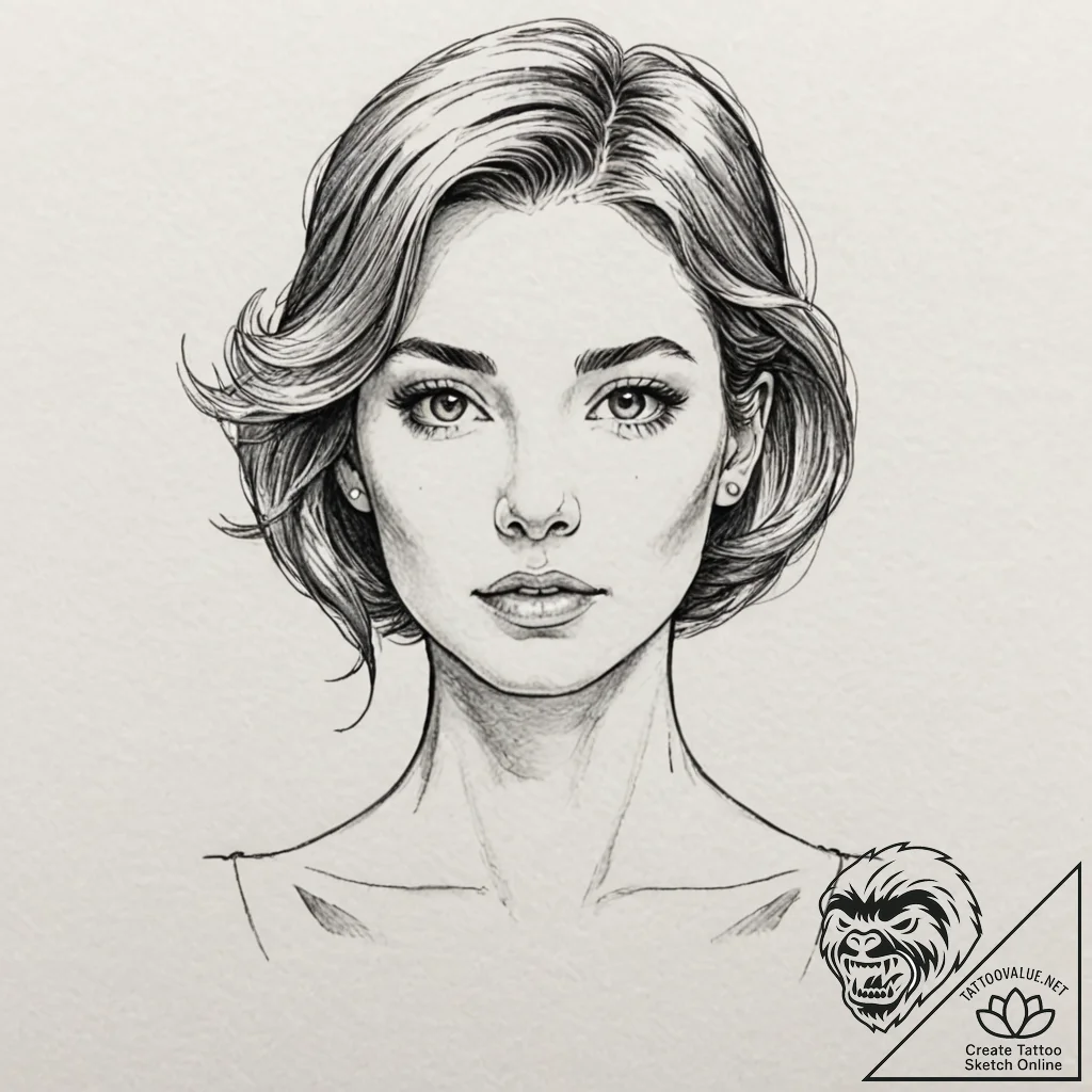 A beautiful, abstract portrait, where emotion... - tattoo sketch (№1752101926_0, 09.07.2025 22:58) — tattoovalue.net