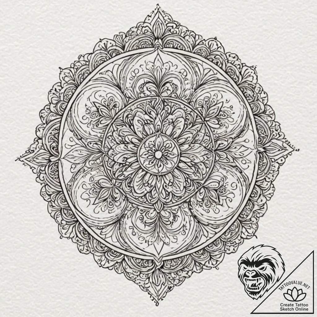 A beautiful, abstract pattern of overlapping... - tattoo sketch (№1752102094_0, 09.07.2025 23:01) — tattoovalue.net