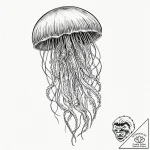A beautiful, abstract jellyfish, a symphony o… – tattoo sketch (№1752102427_0, 09.07.2025 23:07) — tattoovalue.net