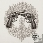A beautiful, ornate antique set of dueling pi… – tattoo sketch (№1752102764_0, 09.07.2025 23:12) — tattoovalue.net