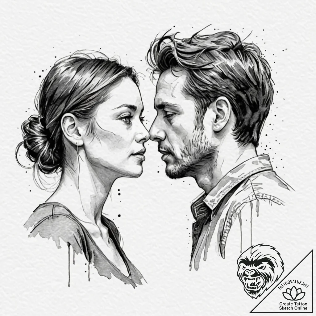A person, listening with deep empathy to anot... - tattoo sketch (№1752102931_0, 09.07.2025 23:15) — tattoovalue.net