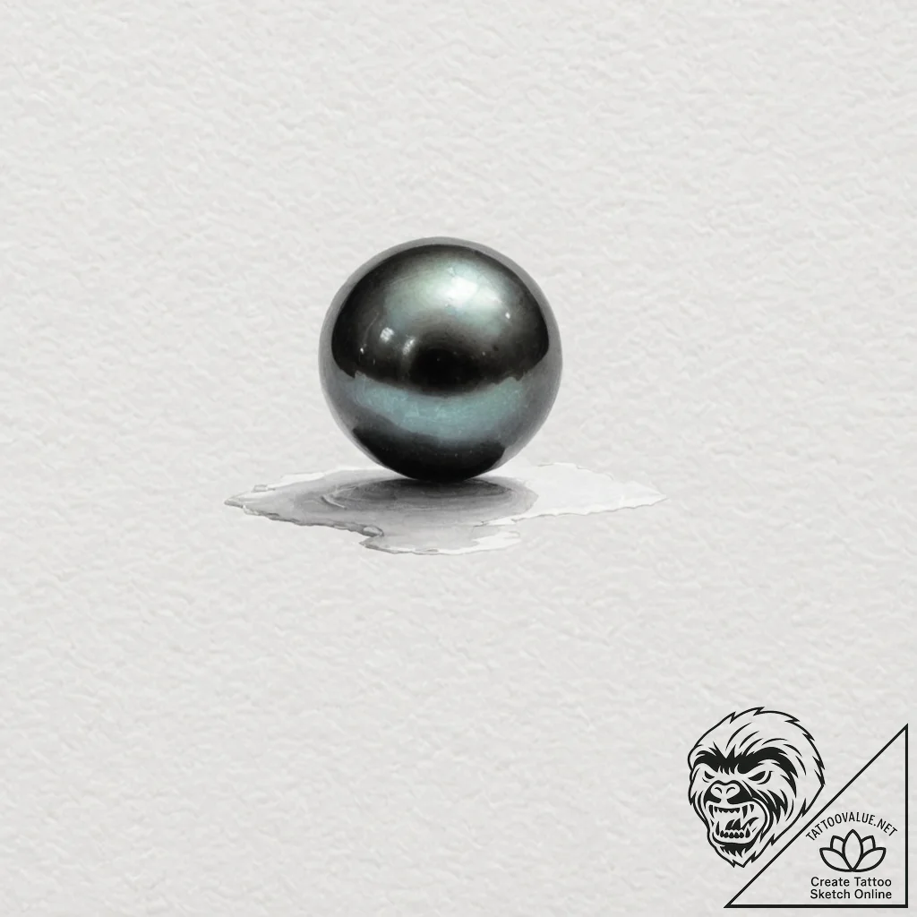 A single, perfect, glistening black pearl - tattoo sketch (№1752103016_0, 09.07.2025 23:16) — tattoovalue.net
