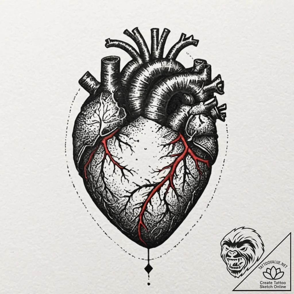 A human heart, but it is made of black, jagge... - tattoo sketch (№1752103766_0, 09.07.2025 23:29) — tattoovalue.net