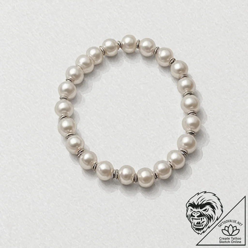 A single, perfect strand of pearls, wrapping... - tattoo sketch (№1752104266_0, 09.07.2025 23:37) — tattoovalue.net