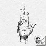 A human hand, protecting a small, flickering… – tattoo sketch (№1752104517_0, 09.07.2025 23:41) — tattoovalue.net