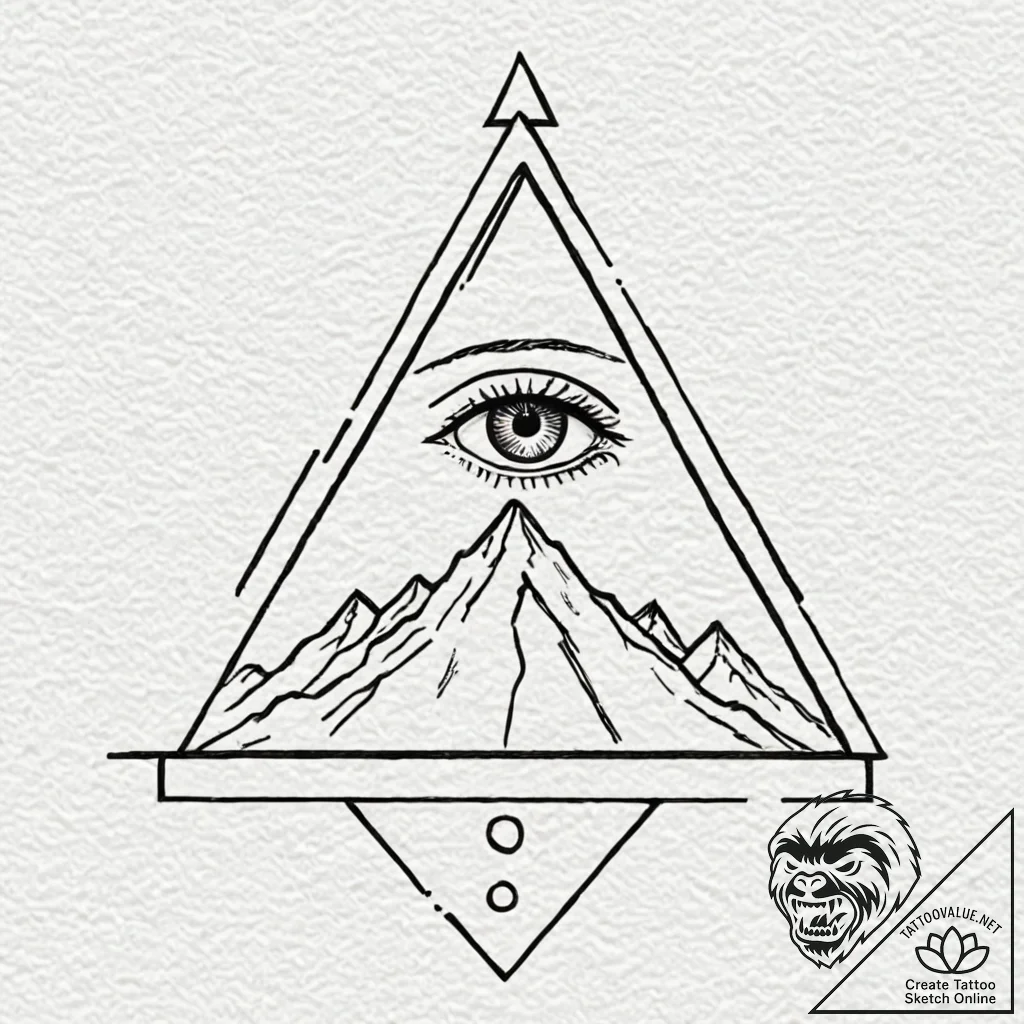 A pyramid, with a single, unblinking eye at t... - tattoo sketch (№1752104685_0, 09.07.2025 23:44) — tattoovalue.net