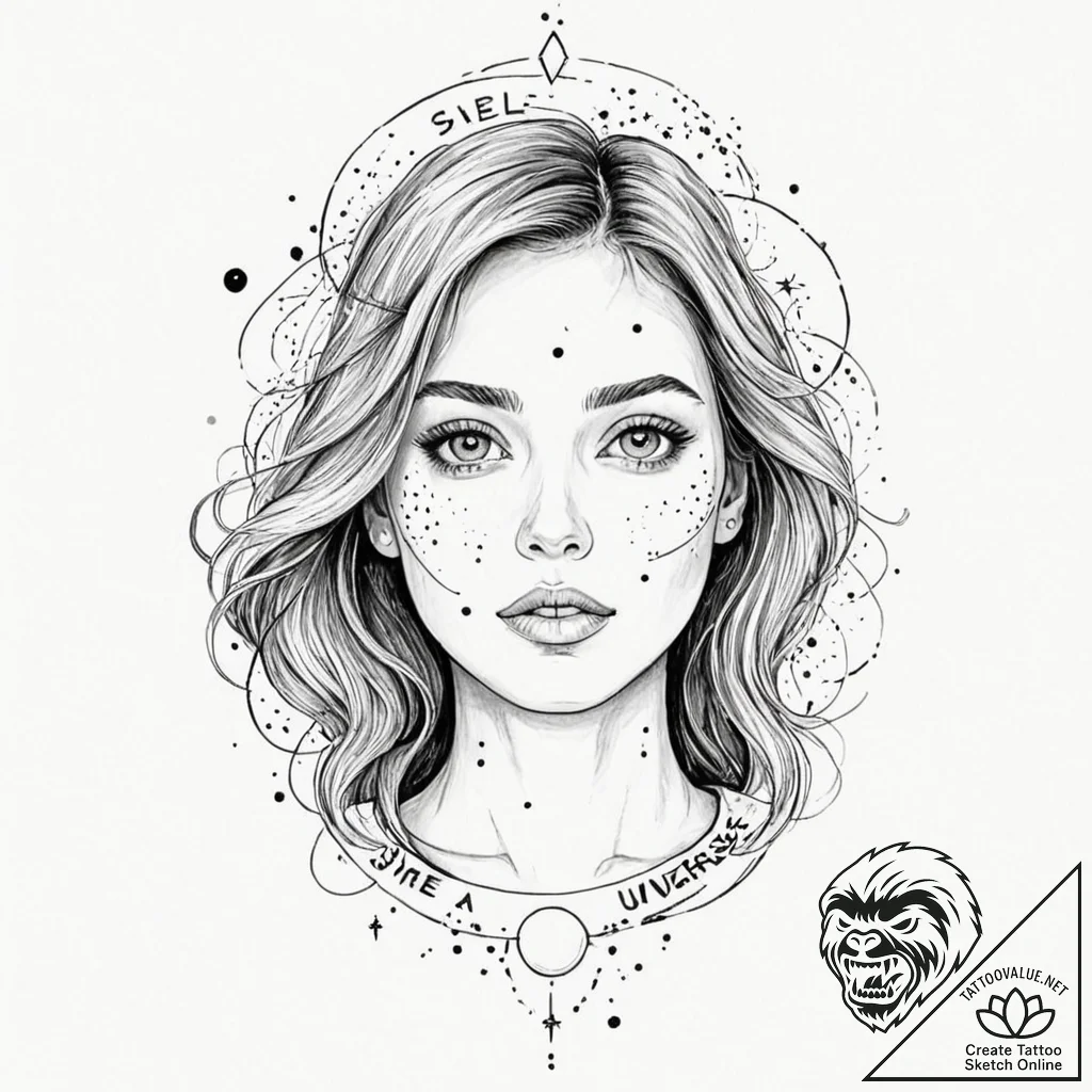 A quote "she has a galaxy in her eyes, a univ... - tattoo sketch (№1752105356_0, 09.07.2025 23:55) — tattoovalue.net