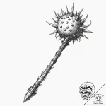 A beautiful, ornate flail, with a spiked ball – tattoo sketch (№1752105523_0, 09.07.2025 23:58) — tattoovalue.net