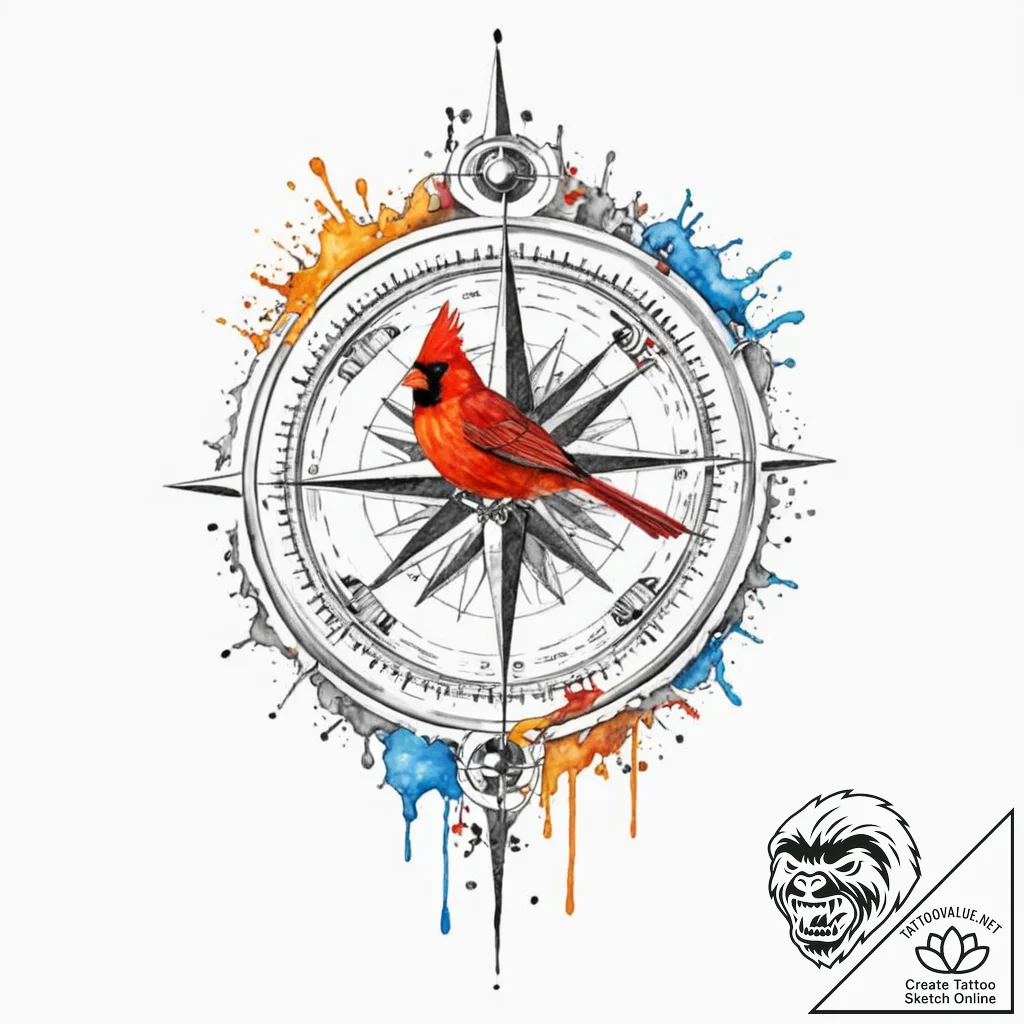 A compass, with the cardinal directions point... - tattoo sketch (№1752106108_0, 10.07.2025 00:08) — tattoovalue.net