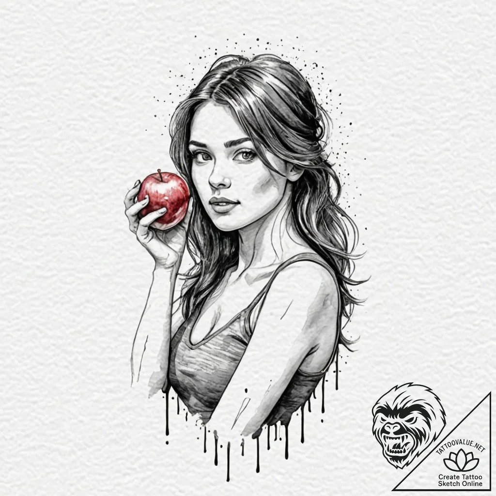 A girl holding a single, perfect, unblemished... - tattoo sketch (№1752107202_0, 10.07.2025 00:26) — tattoovalue.net
