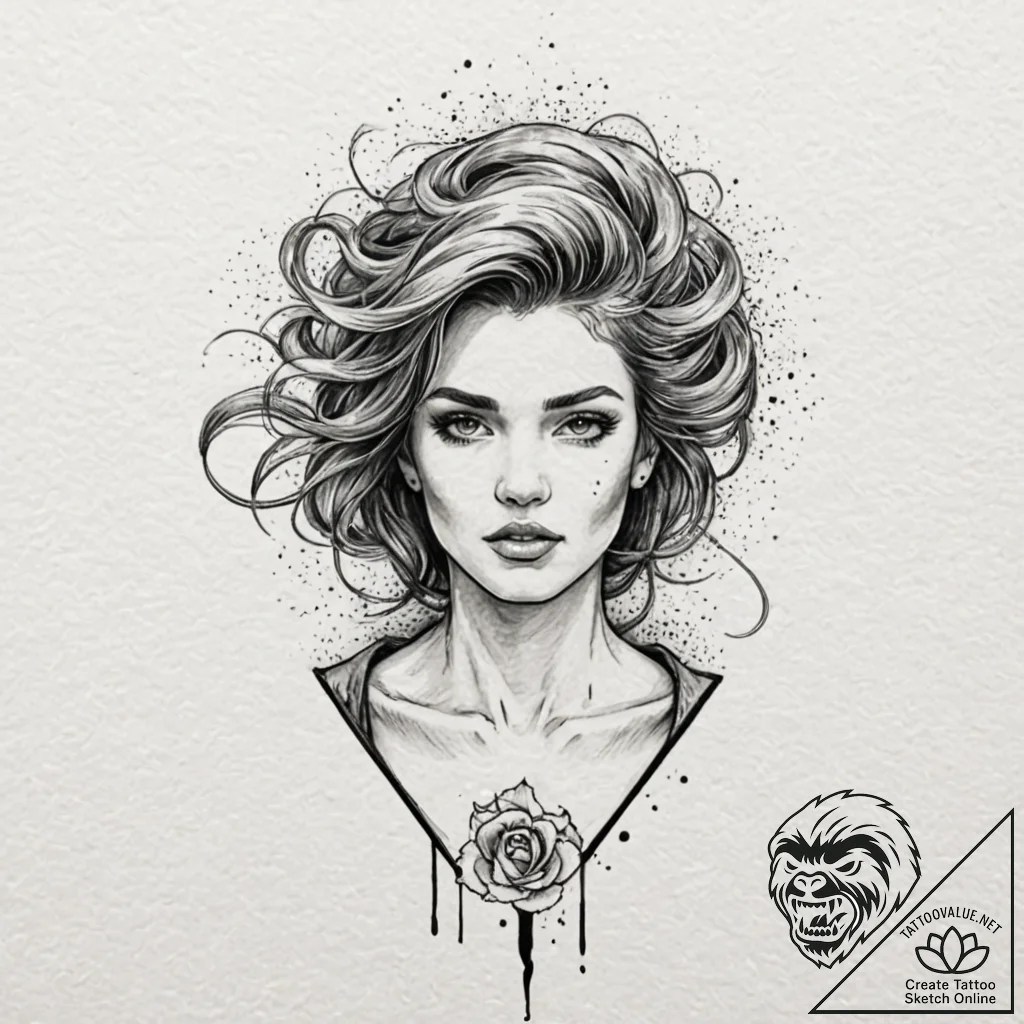 A phrase "a storm of a woman", ink illustrati... - tattoo sketch (№1752107286_0, 10.07.2025 00:28) — tattoovalue.net