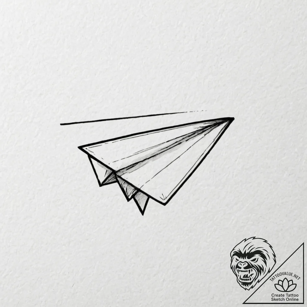 A paper airplane made from a final demand let... - tattoo sketch (№1752107454_0, 10.07.2025 00:30) — tattoovalue.net
