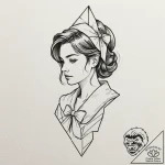 A girl whose body is made of folded paper, li… – tattoo sketch (№1752107873_0, 10.07.2025 00:37) — tattoovalue.net