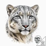 A majestic snow leopard, its spots are soft,… – tattoo sketch (№1752107956_0, 10.07.2025 00:39) — tattoovalue.net