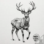 A running deer, its body is a soft, brown wat… – tattoo sketch (№1752108458_0, 10.07.2025 00:47) — tattoovalue.net