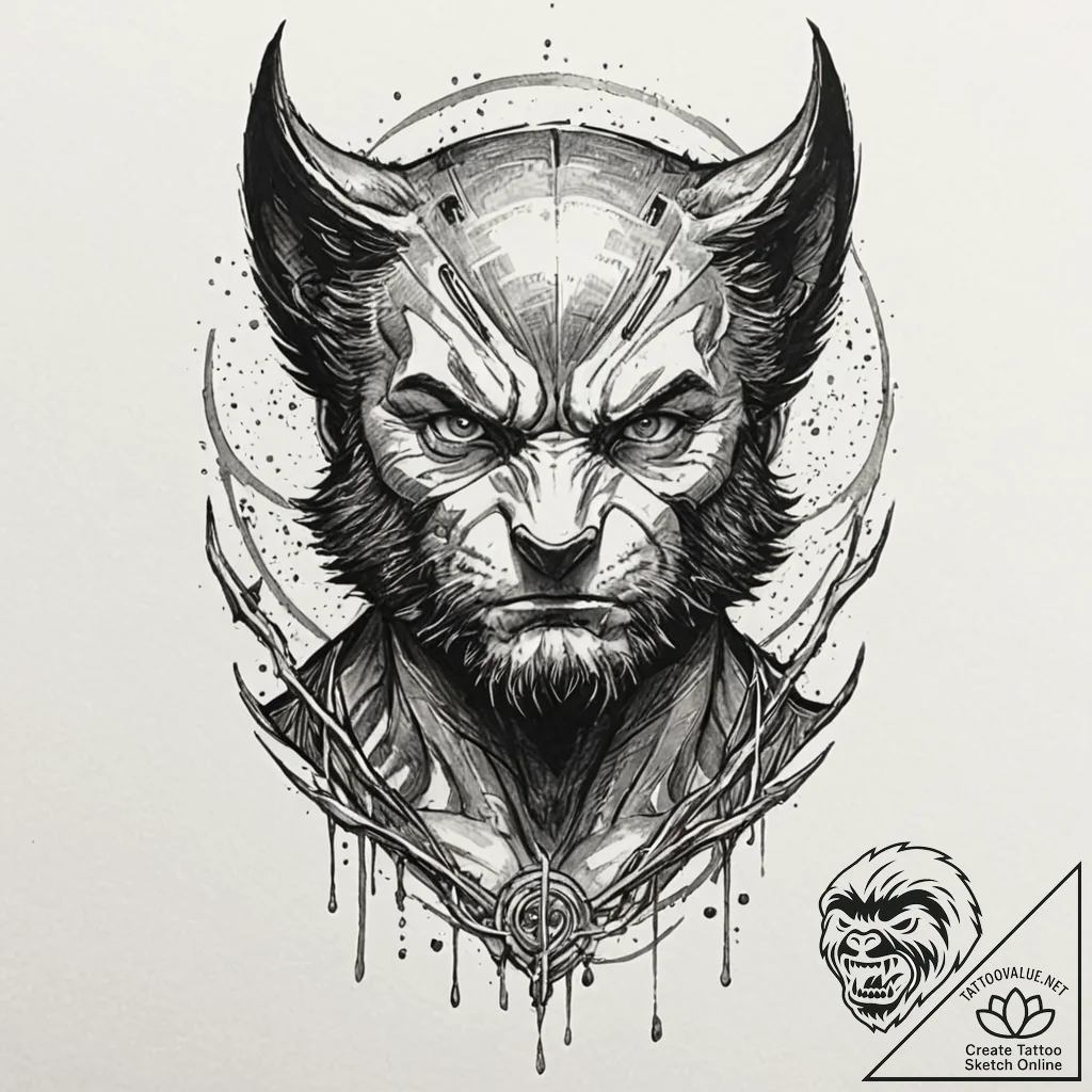 A powerful wolverine, a symbol of tenacity an... - tattoo sketch (№1752109124_0, 10.07.2025 00:58) — tattoovalue.net