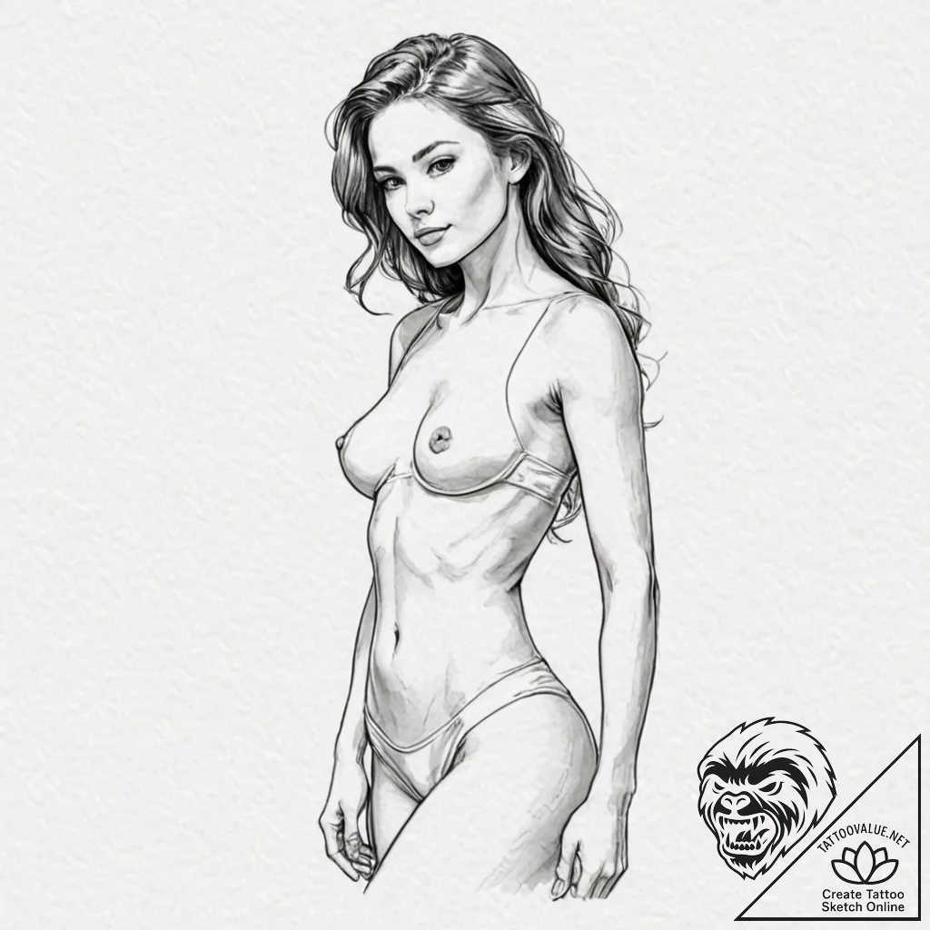 A beautiful woman with her body made of pure... - tattoo sketch (№1752109291_0, 10.07.2025 01:01) — tattoovalue.net