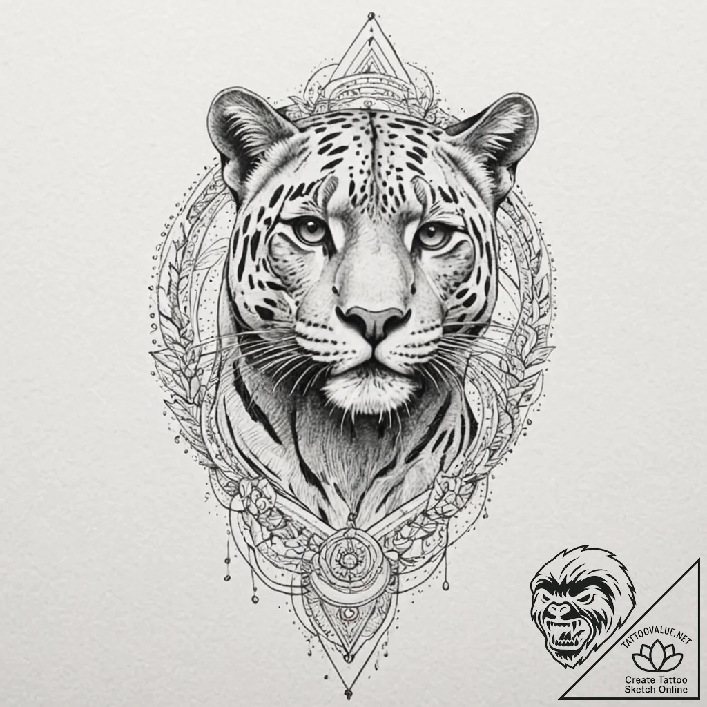 A beautiful, realistic panther, sleek and pow... - tattoo sketch (№1752109375_0, 10.07.2025 01:02) — tattoovalue.net