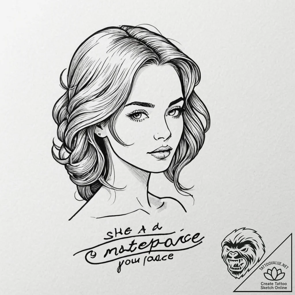 A quote "she's a masterpiece trying to master... - tattoo sketch (№1752109711_0, 10.07.2025 01:08) — tattoovalue.net