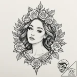 A girl whose body is a landscape of snowy mou… – tattoo sketch (№1752109793_0, 10.07.2025 01:09) — tattoovalue.net