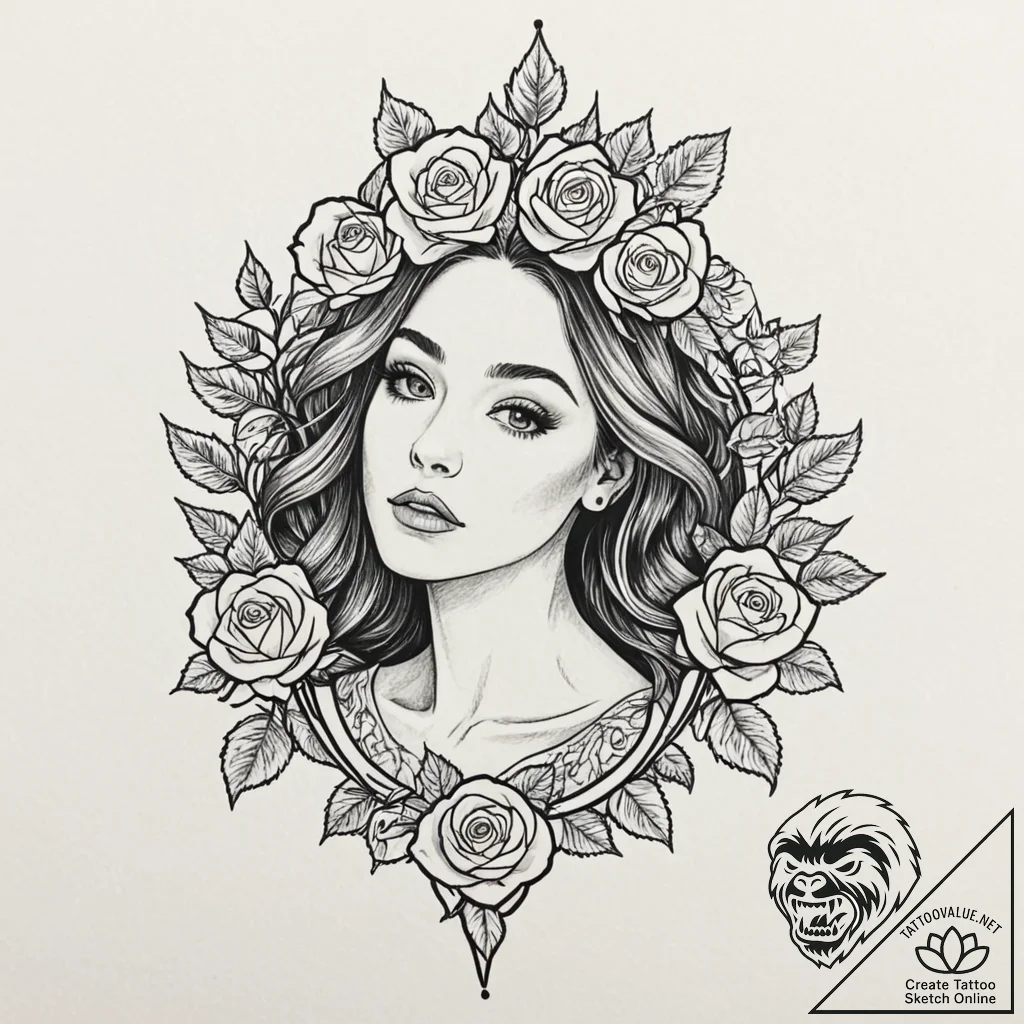 A girl whose body is a landscape of snowy mou... - tattoo sketch (№1752109793_0, 10.07.2025 01:09) — tattoovalue.net