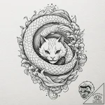 A cat, stretching languidly and sensually alo… – tattoo sketch (№1752109959_0, 10.07.2025 01:12) — tattoovalue.net