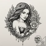 A beautiful, but deadly echidna (mythological… – tattoo sketch (№1752110126_0, 10.07.2025 01:15) — tattoovalue.net