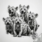 A pack of hyenas, laughing menacingly – tattoo sketch (№1752110711_0, 10.07.2025 01:25) — tattoovalue.net