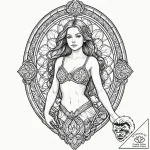 A girl whose body is a beautiful, intricate s… – tattoo sketch (№1752110878_0, 10.07.2025 01:27) — tattoovalue.net