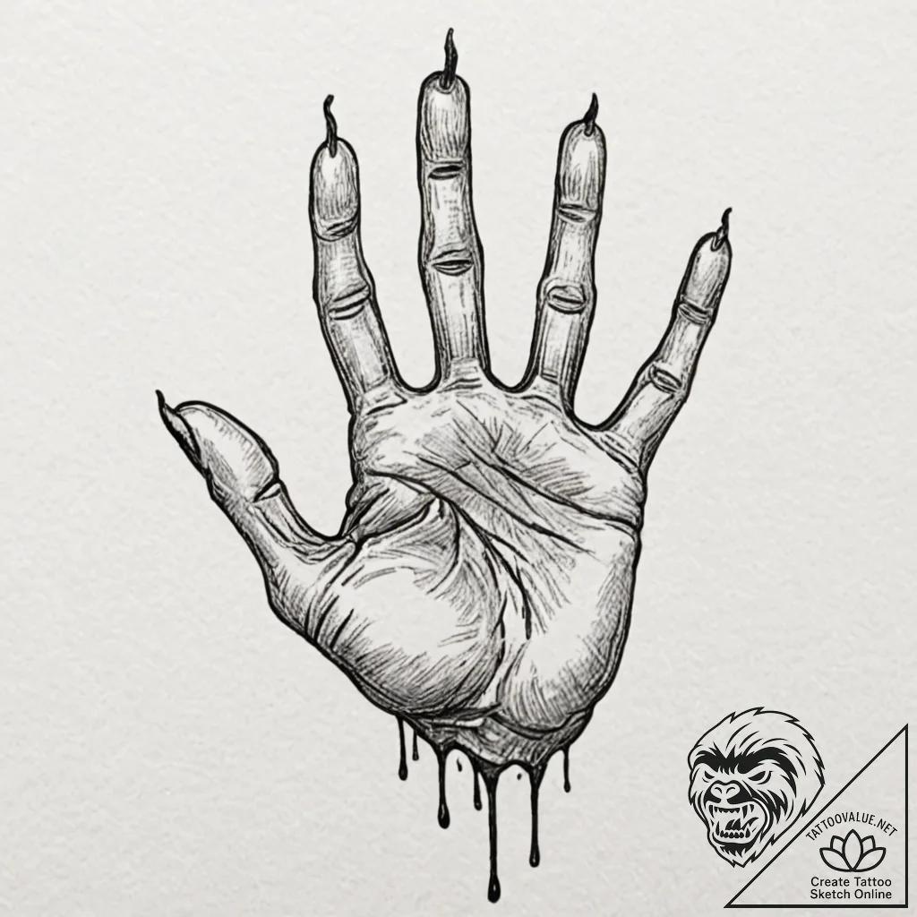 A single, black handprint, but the fingers ar... - tattoo sketch (№1752111708_0, 10.07.2025 01:41) — tattoovalue.net