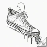 A drawing of a hand-me-down shoe with a hole… – tattoo sketch (№1752111793_0, 10.07.2025 01:43) — tattoovalue.net