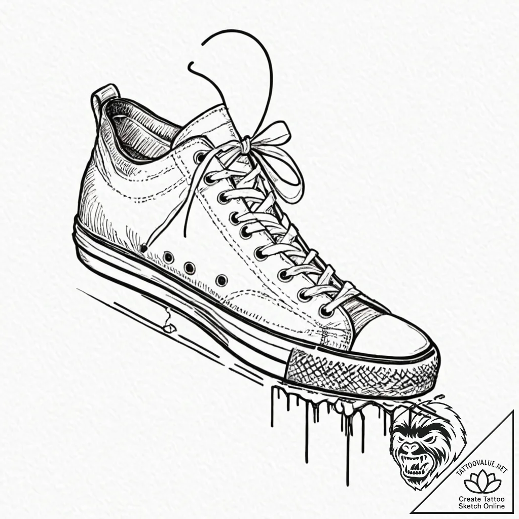 A drawing of a hand-me-down shoe with a hole... - tattoo sketch (№1752111793_0, 10.07.2025 01:43) — tattoovalue.net