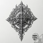 A beautiful, ornate mace, a brutal crushing w… – tattoo sketch (№1752112042_0, 10.07.2025 01:47) — tattoovalue.net
