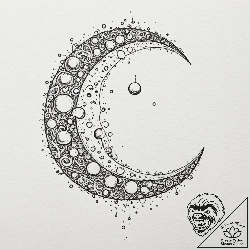 A beautiful, delicate pattern of moon phases,... - tattoo sketch (№1752112543_0, 10.07.2025 01:55) — tattoovalue.net