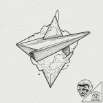 A paper airplane, leaving a trail of rainbow… – tattoo sketch (№1752112627_0, 10.07.2025 01:57) — tattoovalue.net