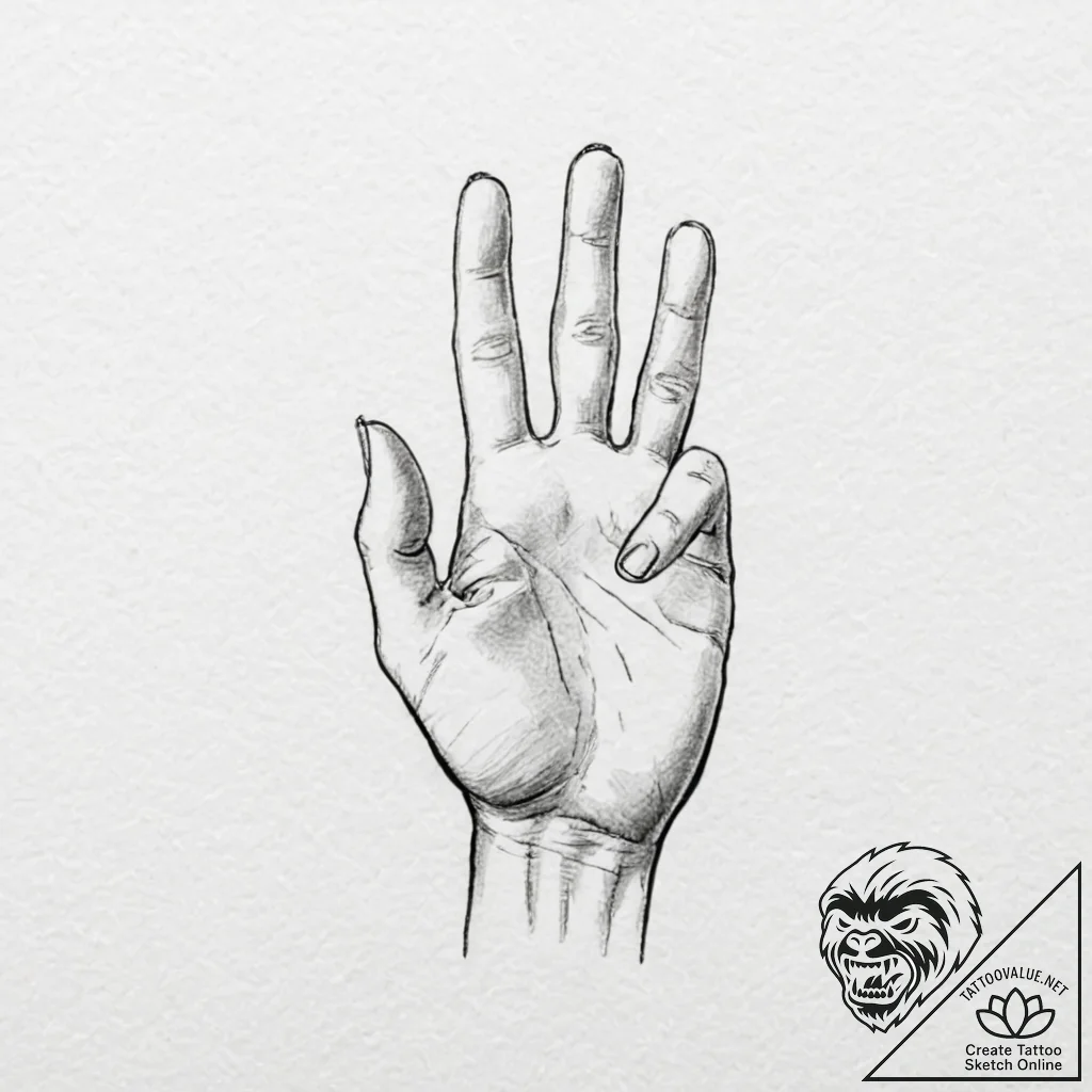 A drawing of a hand, with its fingers crossed... - tattoo sketch (№1752112795_0, 10.07.2025 01:59) — tattoovalue.net