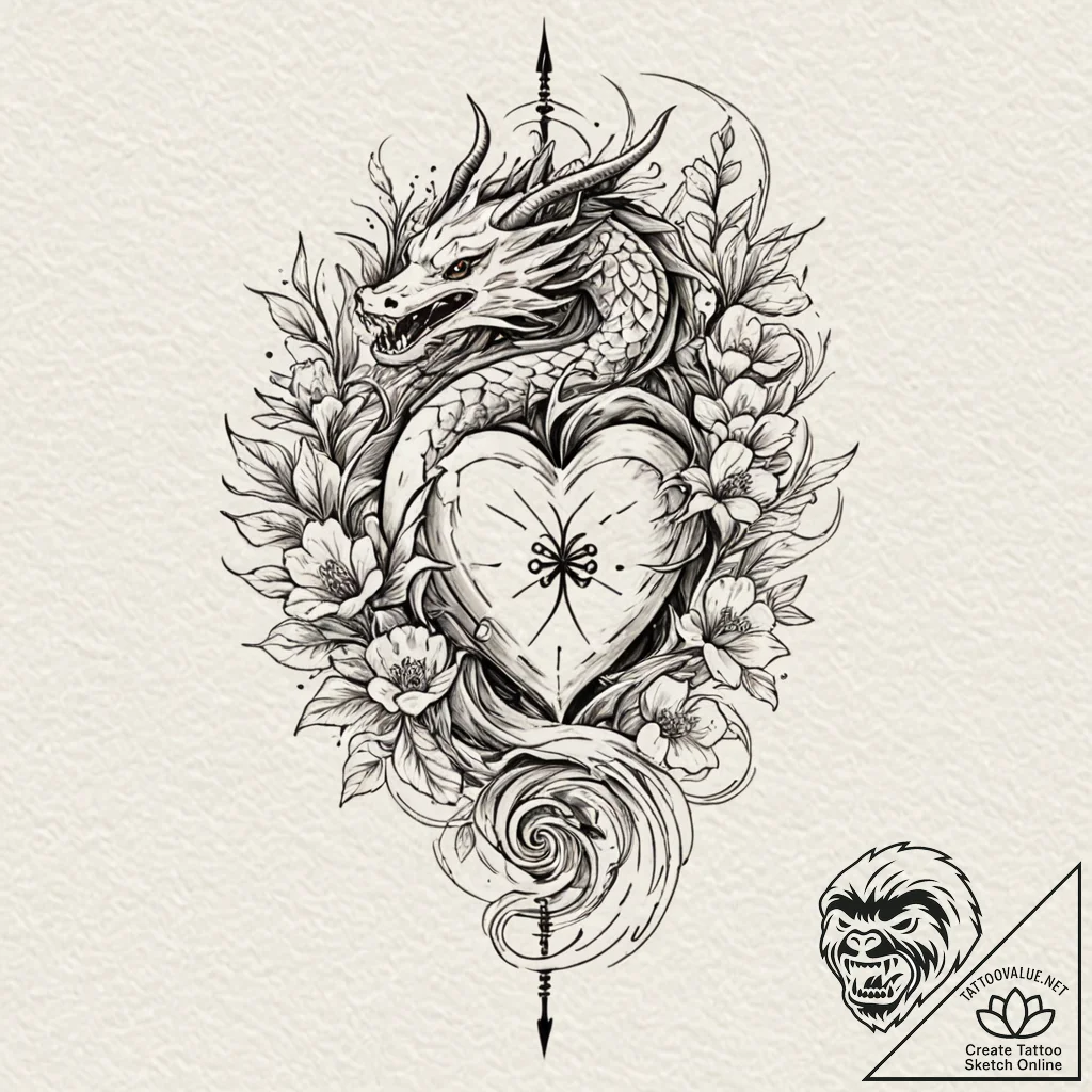 A realistic human heart, with a single, black... - tattoo sketch (№1752112961_0, 10.07.2025 02:02) — tattoovalue.net
