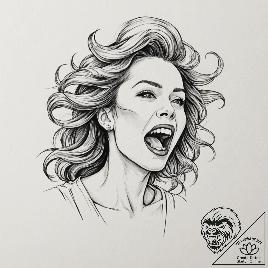 A beautiful, but deadly banshee, her scream i... - tattoo sketch (№1752113632_0, 10.07.2025 02:13) — tattoovalue.net