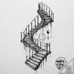A single, powerful symbol of a staircase, lea… – tattoo sketch (№1752113717_0, 10.07.2025 02:15) — tattoovalue.net