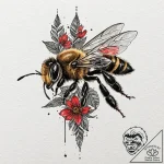 A beautiful, but strong leaf-cutter bee, carr… – tattoo sketch (№1752113884_0, 10.07.2025 02:18) — tattoovalue.net